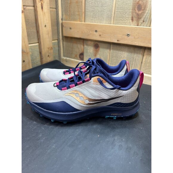 Womens Saucony Peregrine 12 Trail Running Shoes 8.5 Prospect Glass Navy/Pink - Picture 8 of 10